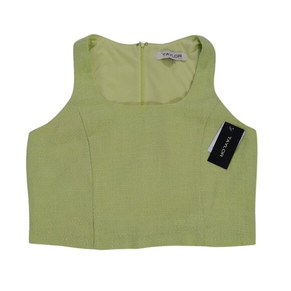 Taylor Tops - Taylor Womens Size 10 Lime Green Textured Crop Top With Back Zipper Closure, NWT